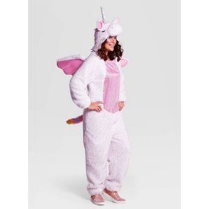Adult Plush Unicorn Halloween Costume Jumpsuit sz S